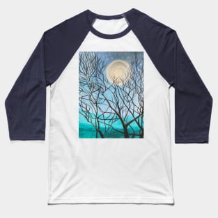Winter moon landscape painting with trees Baseball T-Shirt
